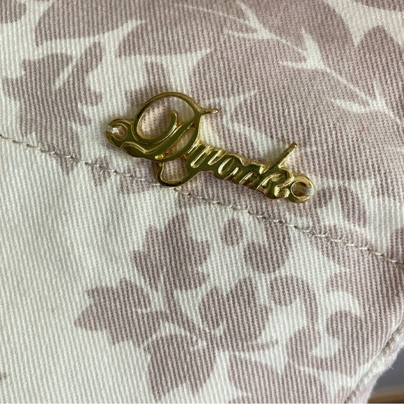 DYORK JEANS Brazil Pencil Skirt Pockets Side Zip Denim Cream Floral - Picture 3 of 11